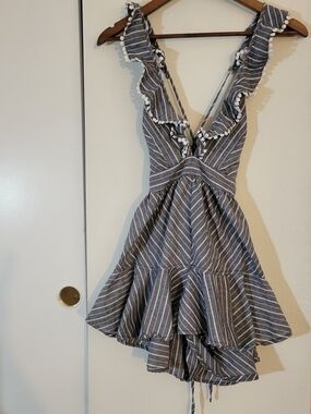The Vintage Shop Gray Striped Ruffle